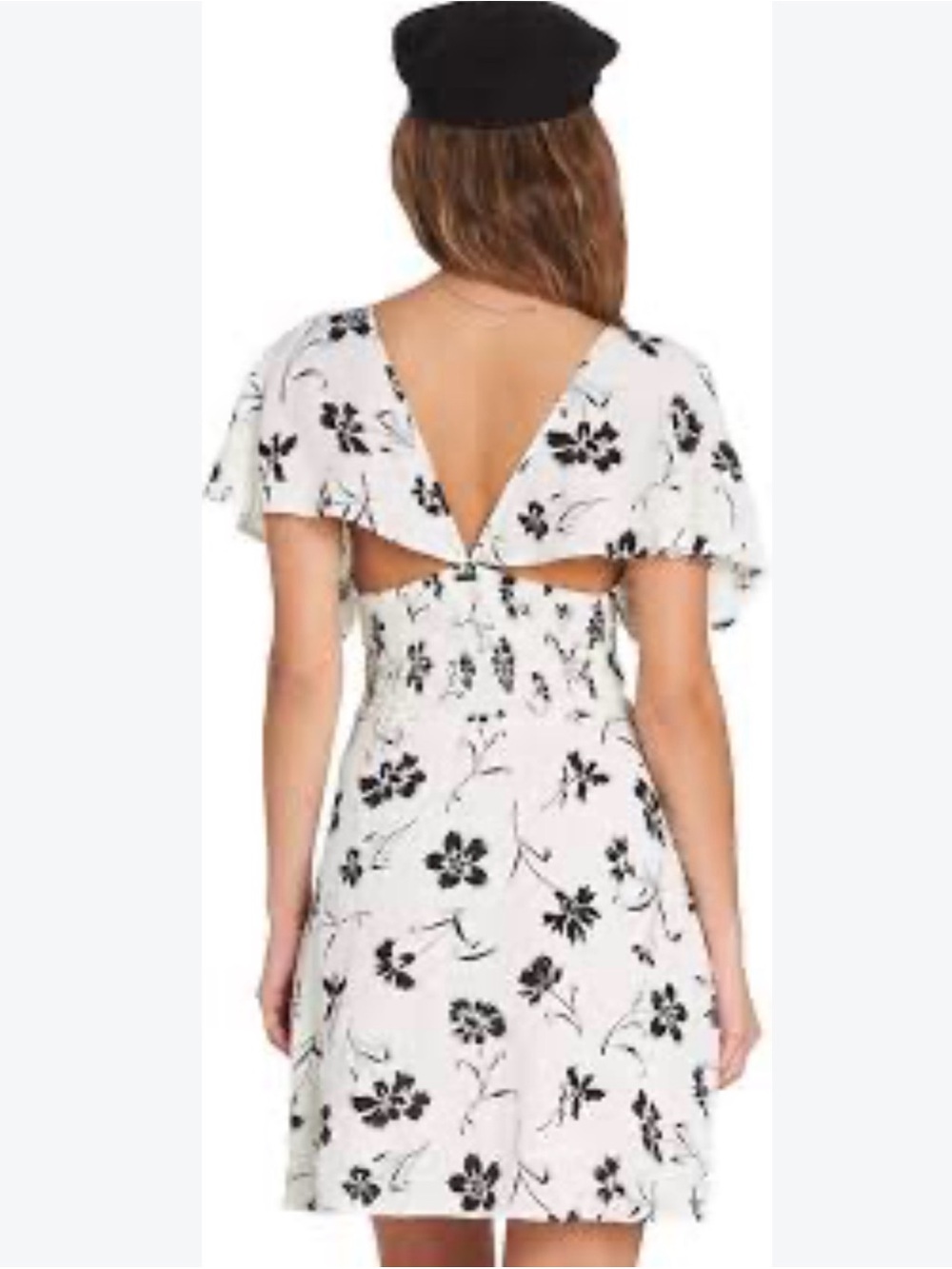 Billabong "Tomorrow's End" floral print mini dress with short flutter sleeves S